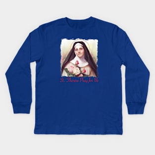 St Therese of Lisieux Little Flower Rose Catholic Saint Kids Long Sleeve T-Shirt